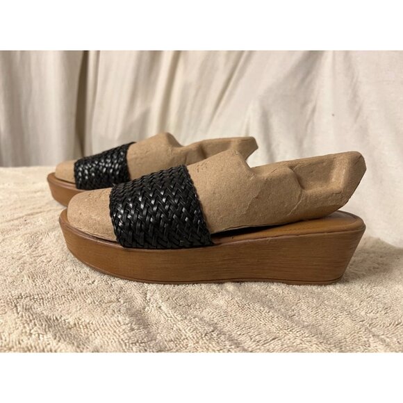 BASS Women's Willow Slide Leather Platform Sandals Size 7 1/2M Black & Brown - Picture 5 of 12